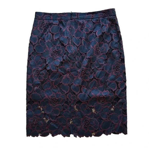 Trina Turk Lace Pencil Skirt Black Red Straight Floral Silk Blend Sz 10 - Picture 2 of 9